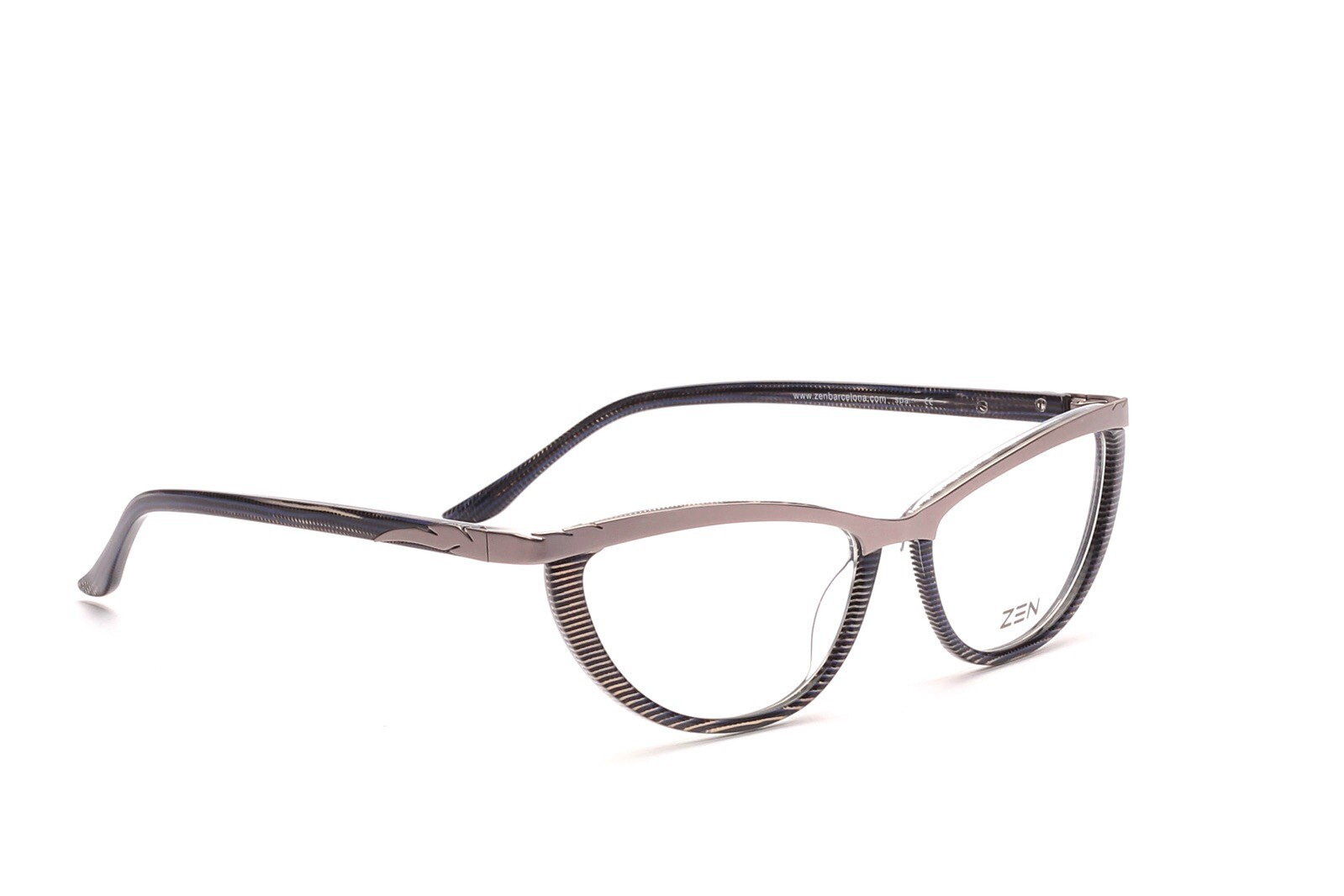 Zen Barcelona Кошачий глаз Brille Damen Ацетат Металл Silber Blau Schwarz Neu F3