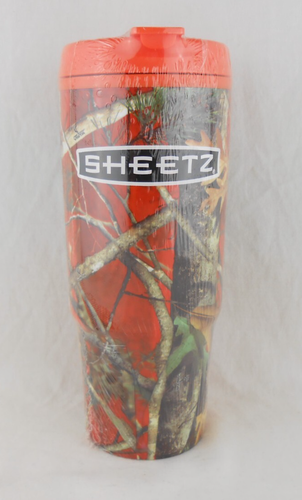 Sheetz 24oz Reusable Coffee Travel Cup with Lid Next Camo Orange Logo Design