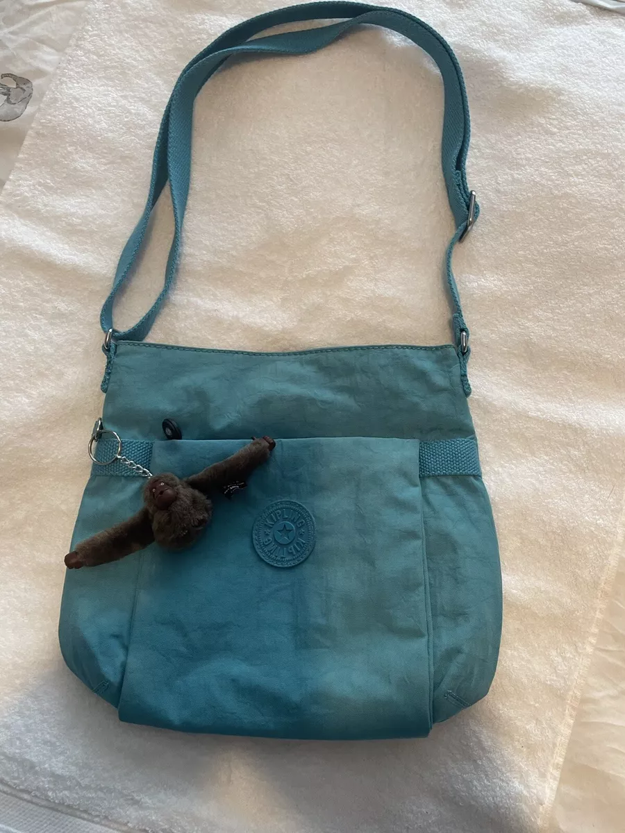 Kipling Crossbody Blue Bag Medium Size with Monkey Charm eBay