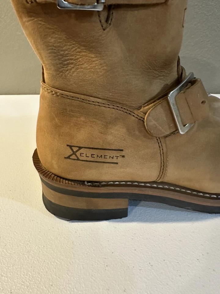 Mujer Botines Marrón Cuero Curtido al Aceite Motociclista Hebilla Arnés Talla 7 XElement Foto 2 de 4