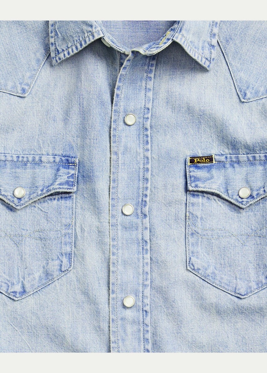 Polo Ralph Lauren Mens Frayed Hem Lightweight Faded Slub