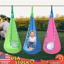 Upgraded Kids Nest Swing Chair w/Light, Hanging Seat Hammock for Indoor Outdoor