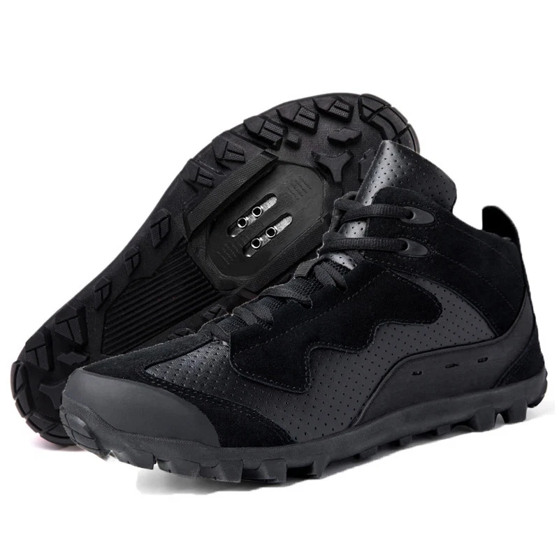 MTB Zapatos Hombres Senderismo Zapatos Ciclismo Zapatos Grava Carretera Bicicleta Tenis Corte Alto Foto 3 de 4