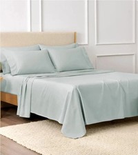 Purely Organic King Sheet Set Dusty Blue 100 Turkish Organic Cotton Sateen 6 Pc
