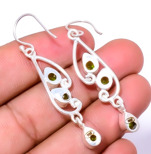 Peridot 925 Sterling Silver Jewelry Earring 2.15" E_8042_3_6 Valentine Gift - Picture 2 of 3