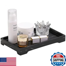 Luxspire 10"x6" Resin Marble Vanity Tray Bathroom Sink Soap Dispenser Organizer