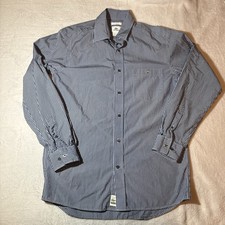 Lacoste Authentic Navy Micro Gingham Long Sleeve Button Down Shirt Mens 40