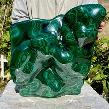 34.17LB Natural glossy Malachite transparent cluster rough mineral sample