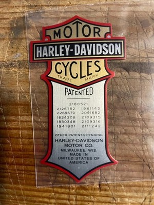 HARLEY PATENT EMBLEM  LOGO PATENTZEICHEN PANHEAD KNUCKLEHEAD AUFKLEBER Metall