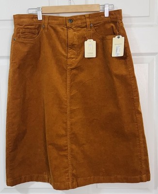 St. John s Bay Orange Corduroy Skirt | Size 14 | A-Line Knee Length Stretch