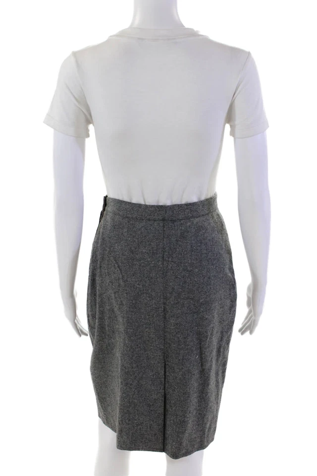 Sonia Rykiel Mujer Lana Cremallera Forrada Hasta la Rodilla Falda Gris Talla S Foto 3 de 4