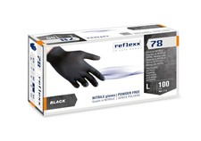 100 GUANTI IN NITRILE  REFLEXX 78 NERI, 4,0 GR. TG. L . USO PER VARI SETTORI