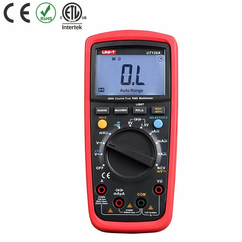 UNI-T UT139A TRUE RMS LCD Digital Multimeters AC DC Auto Range Tester Meter New - Image 2 of 4