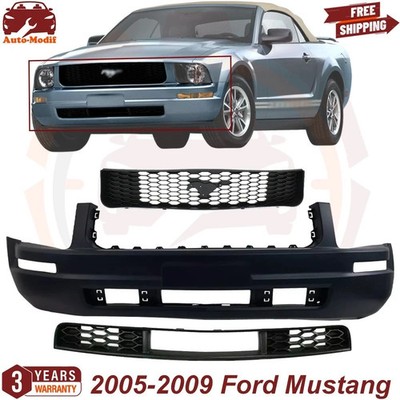 Front Bumper Cover Primed & Grille Assembly Kit For 2005-2009 Ford Mustang Base