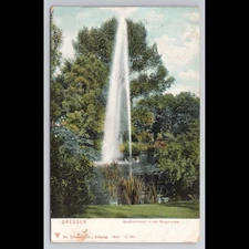 Vintage Dresden Postcard 1904 Posted Fountain Scenic View Historic Rivers