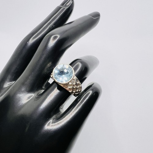 The Genuine Gemstone Company Blue Topaz Stone Silver Ring Size Q 6.71g (10) - Picture 2 of 6
