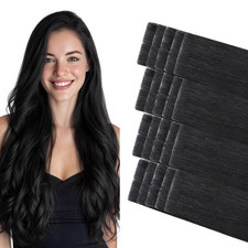 Cookayu Invisible Tape In Hair Extensions 18 Inch 40G 20Pcs Jet Black Seamless