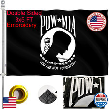 ZEKVY Embroidered Pow Flag 3x5 Outdoor Made in USA - Double Sided Heavy Duty Viv