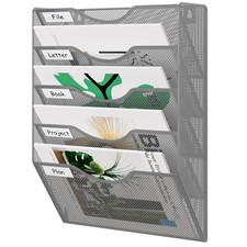 5 Tier Metal Mesh Hanging Wall File Organizer Paper Folder Mail Holder Silver
