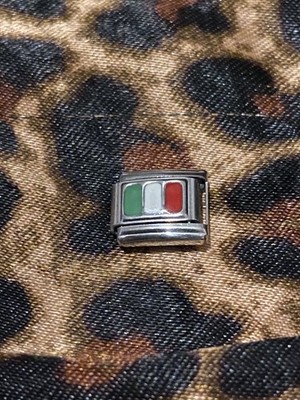 Neu Silber italienische Flagge   Charm passt allen 9mm klassisches italienisches Armband