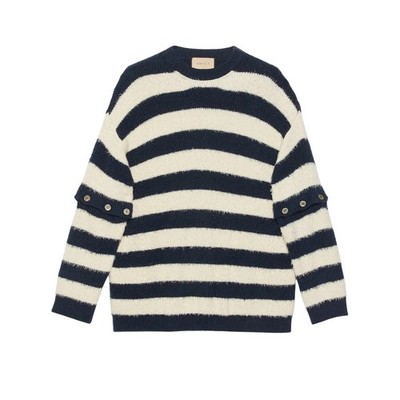 Authentic Men's Gucci Ivory Blue Soft Cotton Detachable Sweater 742803 New $2350