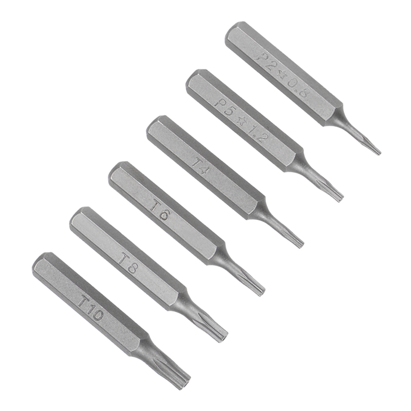 6pcs Magnetic Torx Screwdriver Bits Set T4 T6 T8 T10 P2 P5 with 5/32 Hex Shank