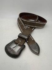 Southwestern Leather Tooled Belt Rhinestone Cowboy L