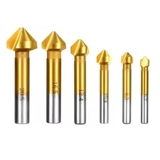 6Pcs Durable 90 Degree HSS Chamfer Cutter Bit Chamfering Countersink Drill Parts
