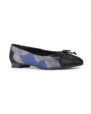 Amalfi Ginevra Ballet Flats Leather Suede Bow Shoes Sz 9.5 Made Italy Blue Gray