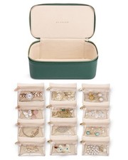 Jewelry Case with 12 Velvet Jewelry Bags Travel Jewelry Organzier for Travele...