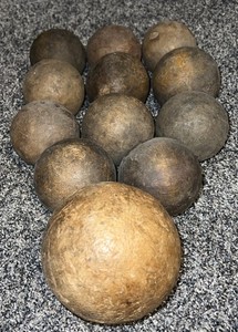 Antique Wooden Lawn Bowling Bocce Wood Balls Set Primitive Rustic Decor 12 Piece