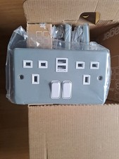 Box Of 5x Hager Metal USB Double Sockets
