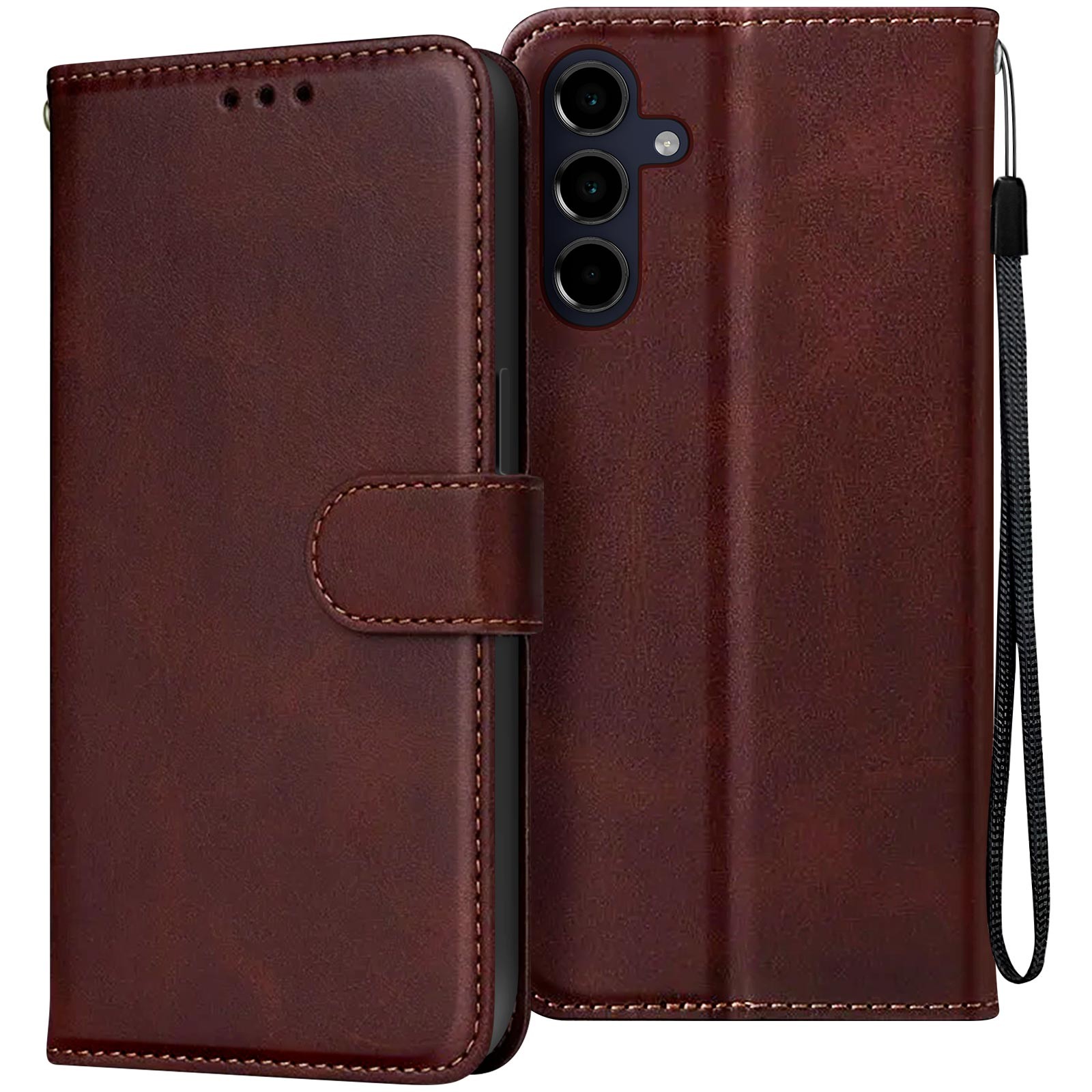 Étui pour Samsung Galaxy A16 marron avec clapet portefeuille et support vidéo intégré