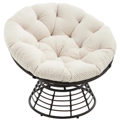 Chaise Pivotante Papasan avec Cadre en Acier, Fauteuil Relax avec Rembourrage Séparable - Photo 1/4