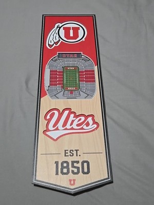 Utah Utes 3D Stadium Banner Wall Art 6''x19'' NCAA Official
