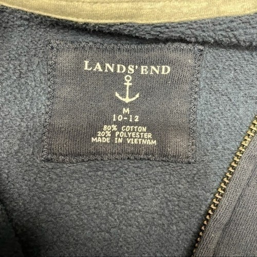 Lands’ End Full Zip Hoodie Sweatshirt Jacket Size 10 Blue Red White navy - Picture 4 of 8