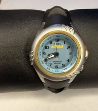 Vintage April 2002 Women’s Timex Reef Gear Alarm Blue Dial Date Watch Rubber K4