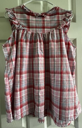 Girls Size Medium Sleeveless Dress Pink Green Plaid Flowers Braids Girl Dancing - Picture 6 of 8