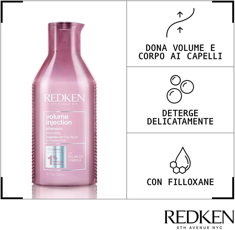 Redken | Shampoo Professionale Volume Injection, Volumizzante per Capelli Lisci  - Immagine 3 di 4