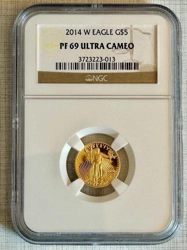 USA 2014W Eagle $5 1/10 oz Gold NGC PF69 ULTRA CAMEO SKU#6374
