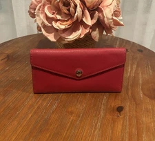 Michael Kors Red Leather Tri-Fold Envelope Wallet