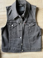 Levi Strauss Co. Womens Small Black Denim Sleeveless Vest Button Up