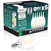 6X Led-GlüHbirne E14 Kerze BA35 2,2W 470Lm = 40W 4000K Neutralweiß 360° Filament