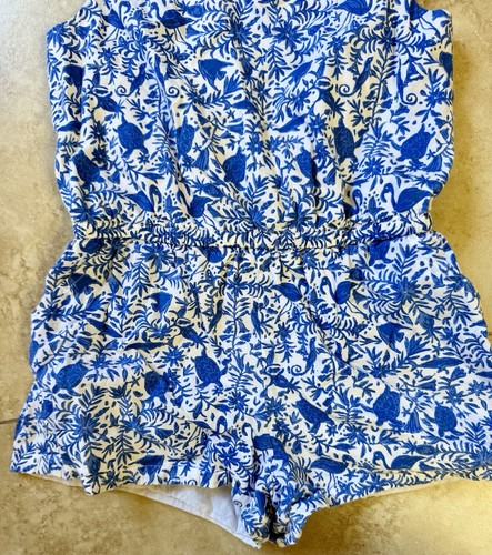 Vineyard Vines Girls small 7-8 Romper Blue Sea Turtle And Tropical Print - Picture 4 of 9