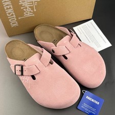 Birkenstock Boston x Stussy Dusty Pink Suede Leather Unisex EVA Clog Shoes