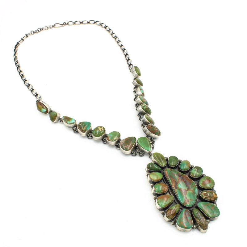 Michael & Rosita Calladitto Signed Navajo Sterling Turquoise Necklace #S5308-3