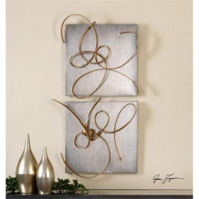 Uttermost Harmony Contemporary Metal Wall Art in Gold/Silver (Set of 2)