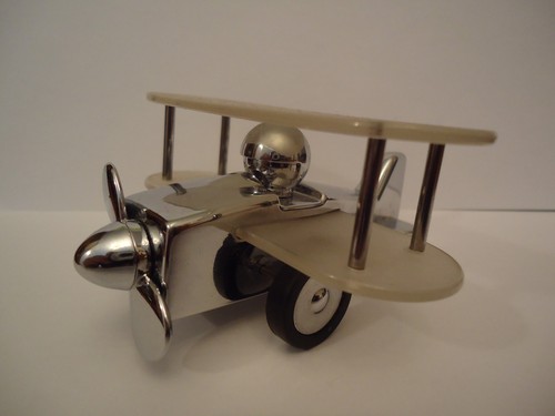 Rare Airplane Biplane TROIKA Design Chrome Plane Souvenir - Picture 2 of 12