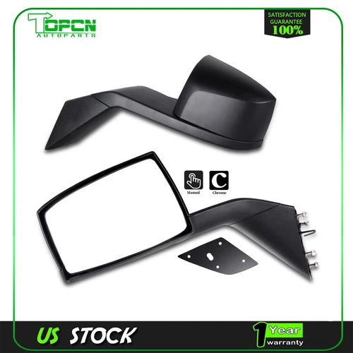 Black For Volvo VNL Truck Hood Mirrors Set (L+R) Mounting Kit 82361058 82361059