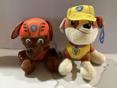 Nickelodeon PAW PATROL Plush Lot Of 2 - ZUMA & ROCKY 7  & 8  NEW